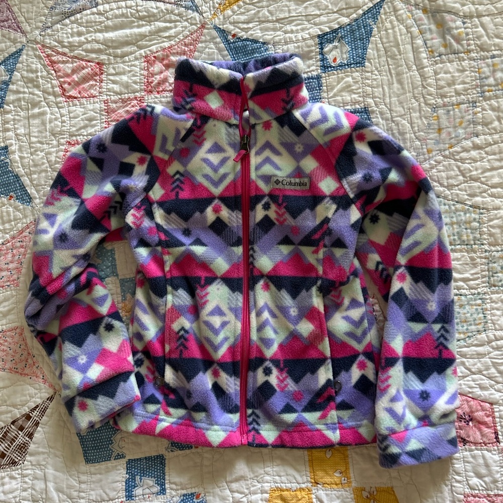 Columbia Colorful Patterned Little Girls Fleece Jacket